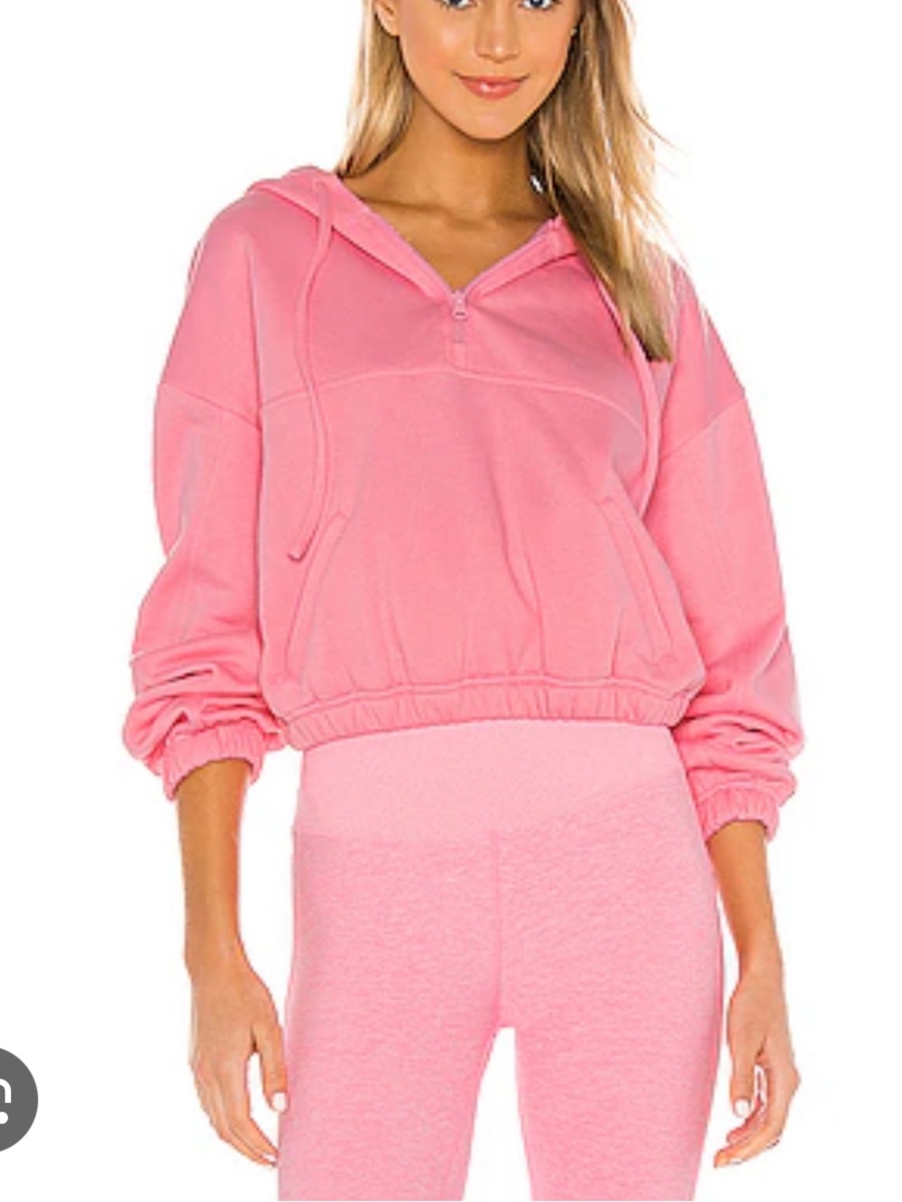 ALO Stadium Half Zip Hoodie in Macaron Pink